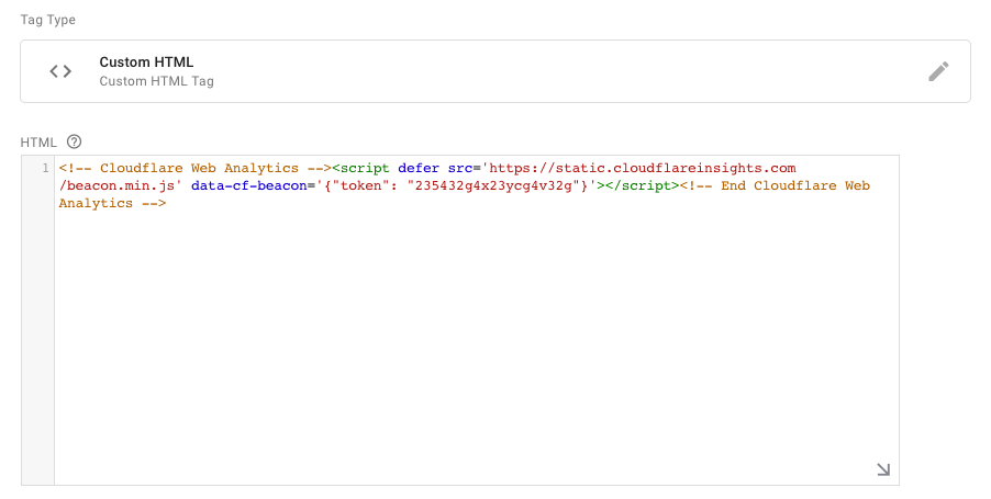 Naive - and wrong - Tag Manager Custom HTML implementation of Cloudflare Web Analytics